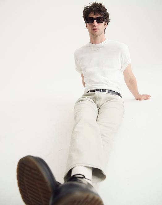 Madewell klær fjærgrå menn 1991 plaggfarget jean med rett ben 260F131