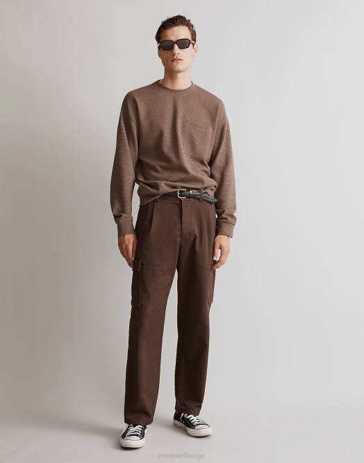 Madewell klær håndverker blå menn vaffelstrikket sweatshirt med rund hals 260F346