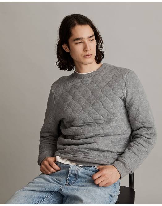 Madewell klær hthr grå menn vattert genser 260F620