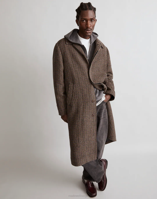 Madewell klær brun rutete pledd menn tøffe toppfrakk i italiensk stoff 260F108