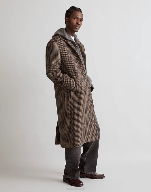 Madewell klær brun rutete pledd menn tøffe toppfrakk i italiensk stoff 260F108