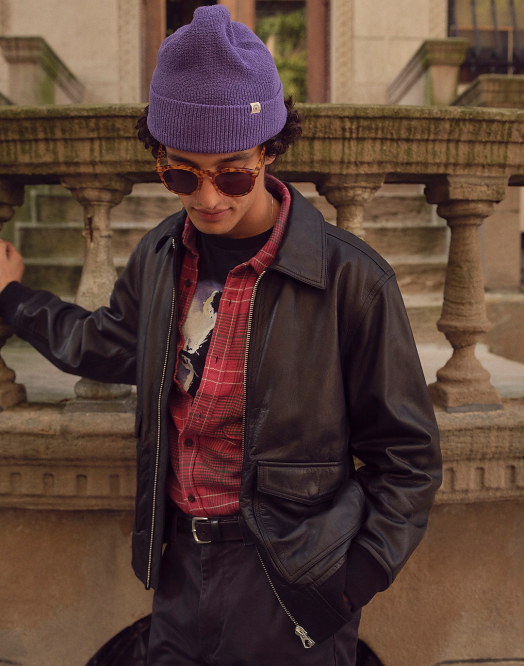 Madewell klær ekte svart menn bomberjakke i skinn 260F1