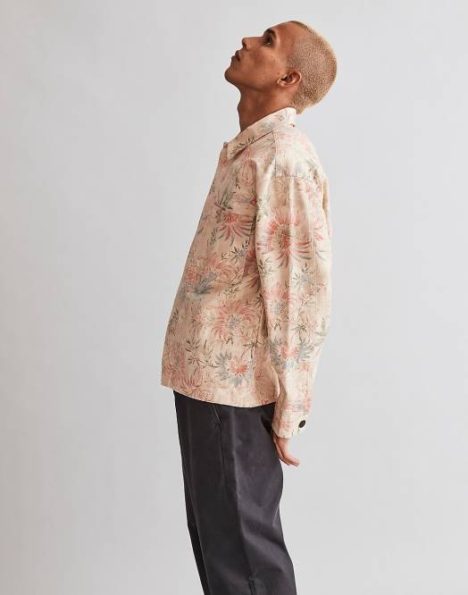 Madewell klær sommerdyne menn lerret boxy skjorte-jakke floral 260F107