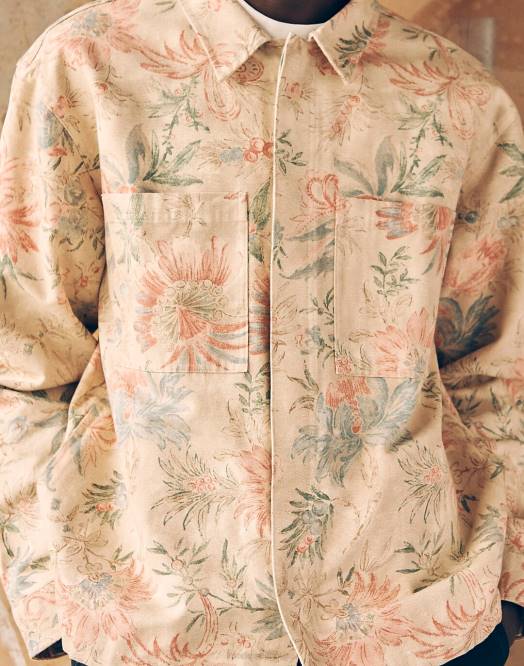 Madewell klær sommerdyne menn lerret boxy skjorte-jakke floral 260F107