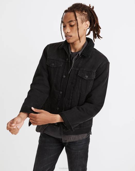 Madewell klær svart menn sherpa klassisk jeanjakke 260F120