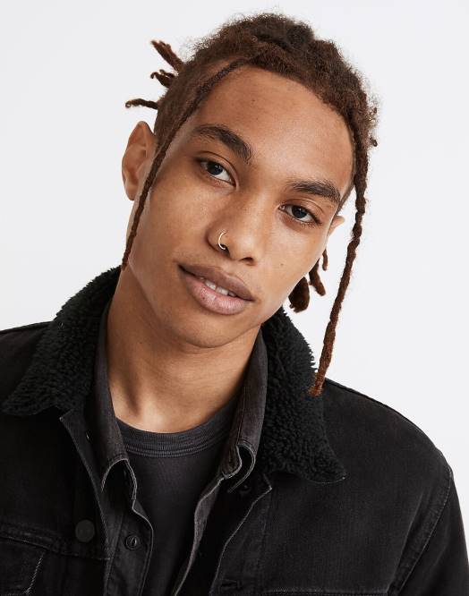 Madewell klær svart menn sherpa klassisk jeanjakke 260F120