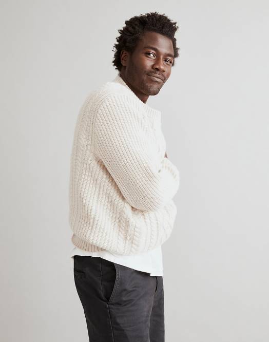 Madewell klær lyng lett sand menn genser med rund hals 260F334