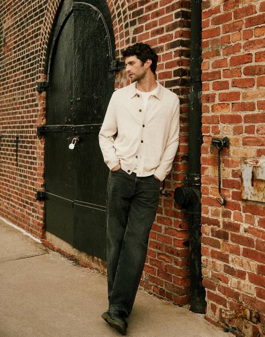 Madewell klær lyng vintage lin menn genser-jakke med knapp foran 260F343