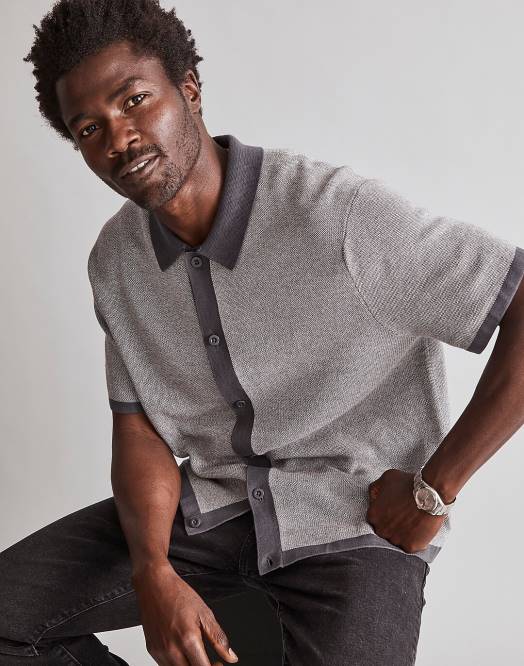 Madewell klær tordenvær menn kortermet genser polo med knapper 260F232