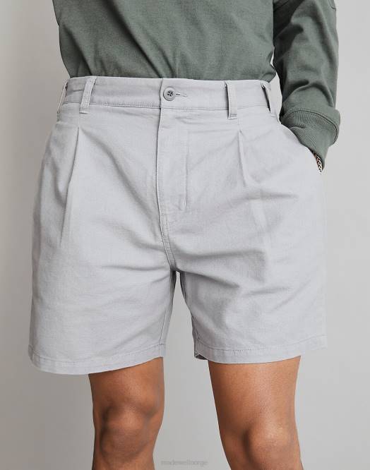 Madewell klær asfalt grå menn plisserte shorts i bomullslin 260F330