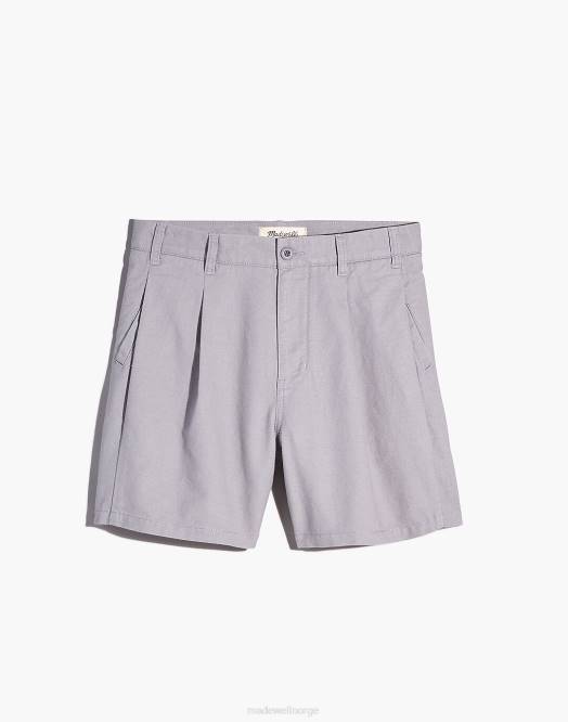 Madewell klær asfalt grå menn plisserte shorts i bomullslin 260F330