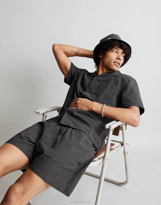 Madewell klær ekte svart menn seersucker everywear-shorts 260F320