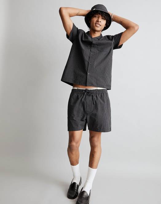 Madewell klær ekte svart menn seersucker everywear-shorts 260F320