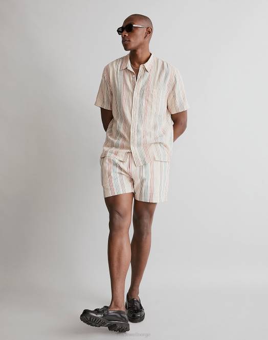 Madewell klær antikk krem menn enkel kortermet skjortestripe 260F252