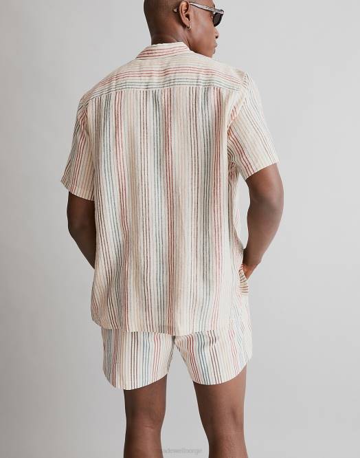 Madewell klær antikk krem menn enkel kortermet skjortestripe 260F252