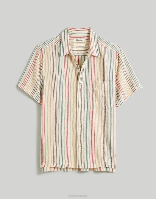 Madewell klær antikk krem menn enkel kortermet skjortestripe 260F252