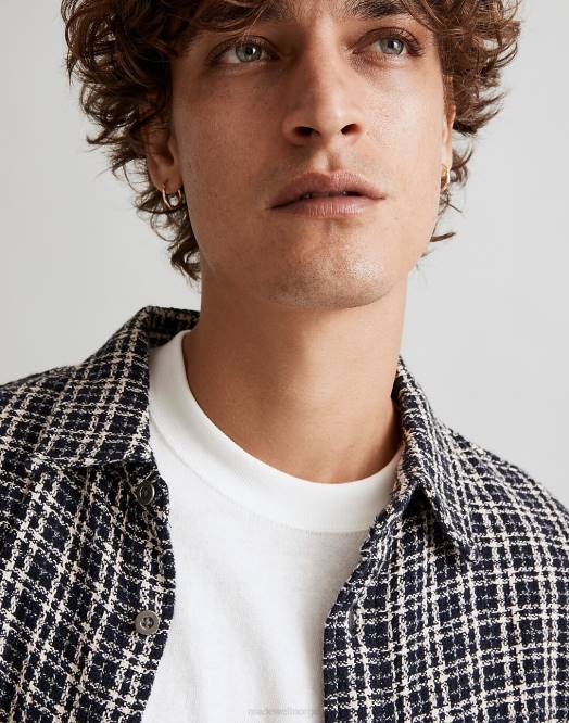 Madewell klær blå menn korridor omvendt tweed snøsjekk flanell 260F434
