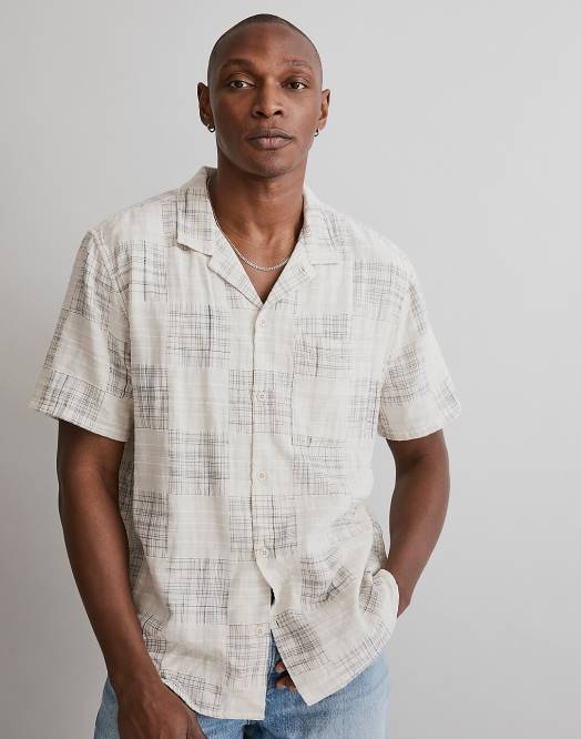 Madewell klær boro lappeteppe menn enkel kortermet skjorte patchwork rutete 260F249