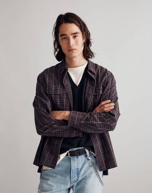 Madewell klær drill khaki menn børstet boxy skjorte 260F283