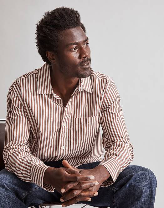 Madewell klær fint blått menn poplin enkel langermet skjorte 260F292