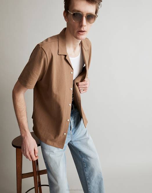 Madewell klær forvitret valnøtt menn enkel strikket kortermet leirskjorte 260F265