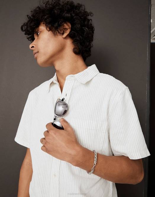 Madewell klær fyr menn perfekt kortermet skjortestripe i hamp-bomull 260F270