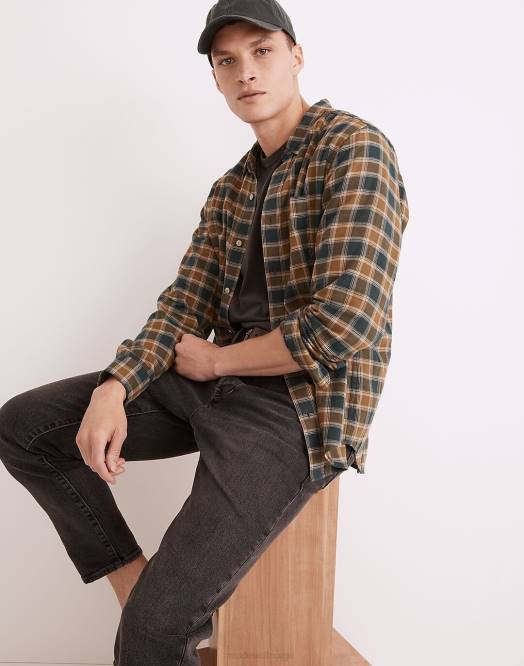 Madewell klær høstmåne menn perfekt langermet skjorte fiskebenspledd 260F284