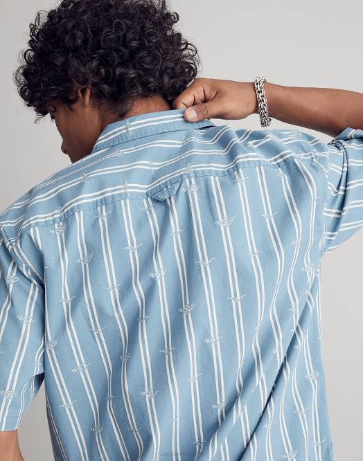 Madewell klær hav menn boksy kortermet skjorte bølgetrykk 260F269