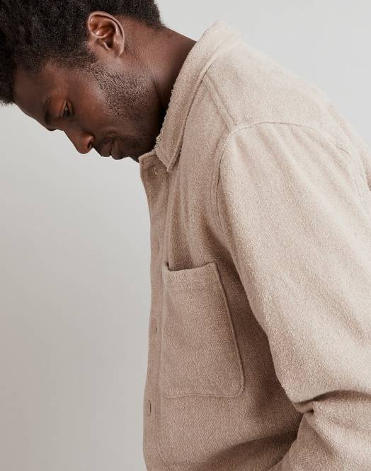 Madewell klær jordfarge menn oversized enkel langermet skjorte rutete 260F303