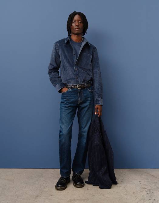 Madewell klær kompass gull menn cordfløyel enkel langermet skjorte 260F238