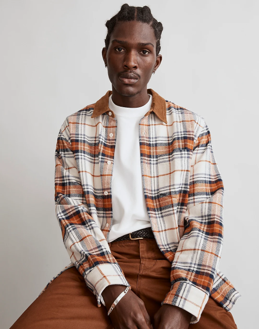 Madewell klær lett sand menn enkel skjorte-jakke i kordfløyelkrage 260F311