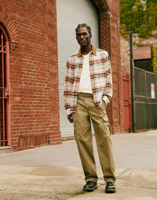 Madewell klær lett sand menn enkel skjorte-jakke i kordfløyelkrage 260F311