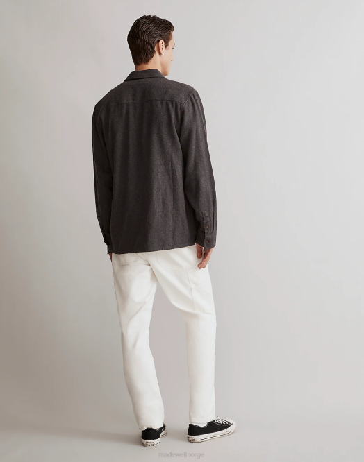 Madewell klær mørkt fortau menn enkel langermet skjorte i flanell på søndag 260F301