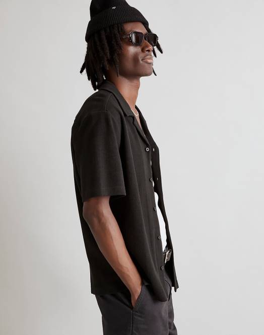 Madewell klær monument menn enkel kortermet skjortestripe 260F236