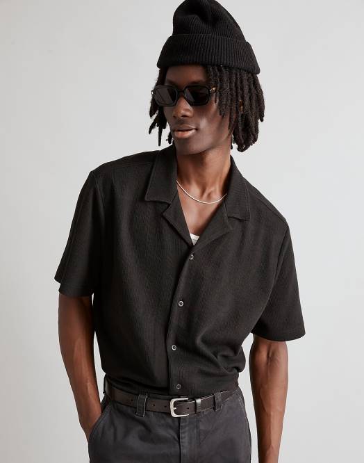 Madewell klær monument menn enkel kortermet skjortestripe 260F236