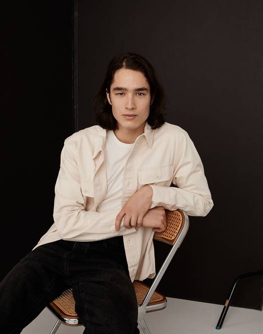 Madewell klær naturlig menn enkel langermet skjorte i denim 260F277