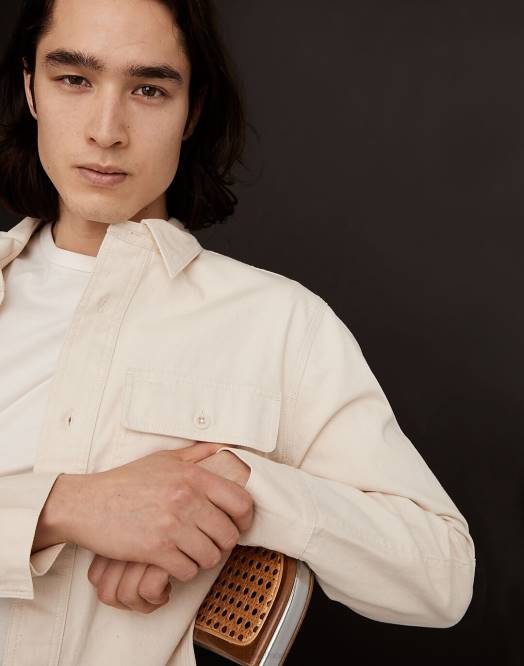 Madewell klær naturlig menn enkel langermet skjorte i denim 260F277