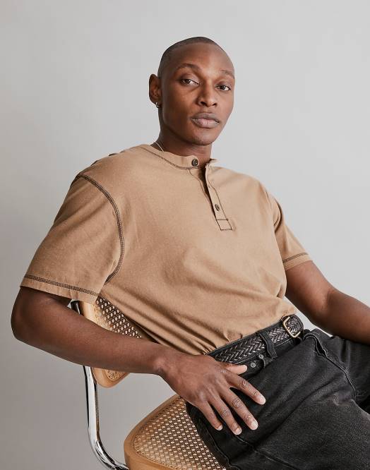 Madewell klær rustikk tre menn resirkulert henleyskjorte i bomullsblanding 260F359