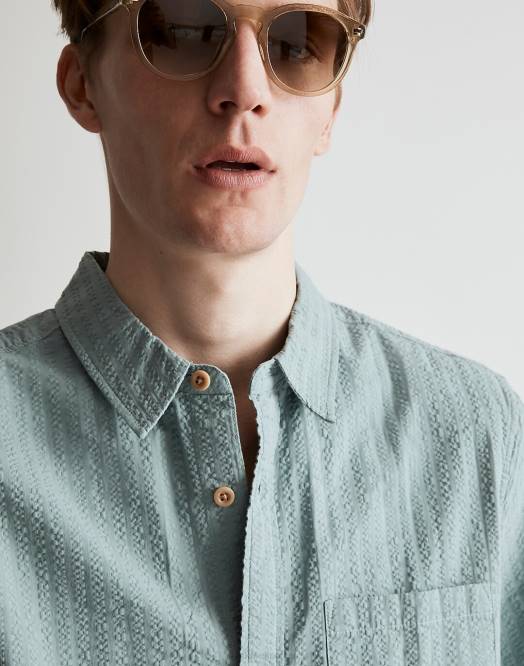 Madewell klær sommerbris menn seersucker enkel kortermet skjorte 260F262