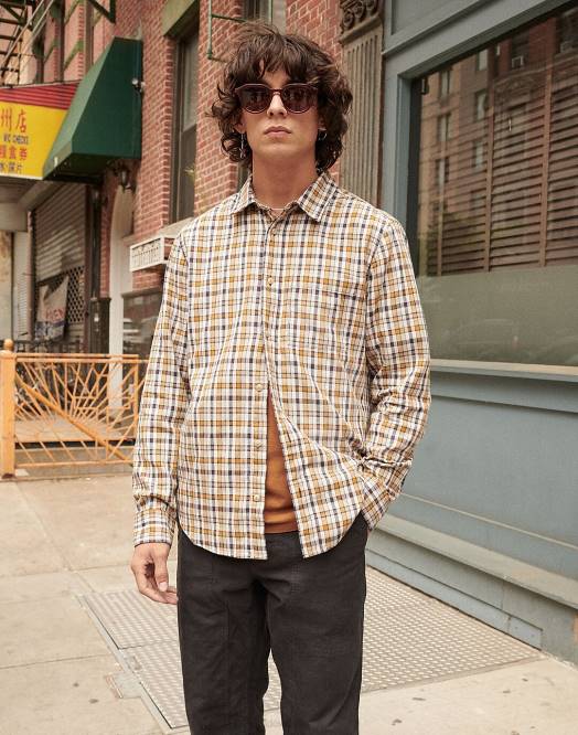 Madewell klær stål grønn menn dobbeltvevd perfekt langermet skjorte 260F285