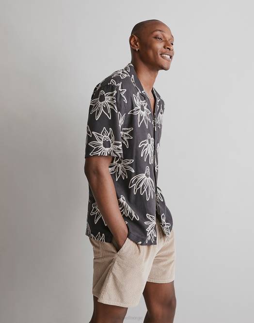 Madewell klær svart kull menn boksy kortermet skjorte med blomstertrykk 260F253