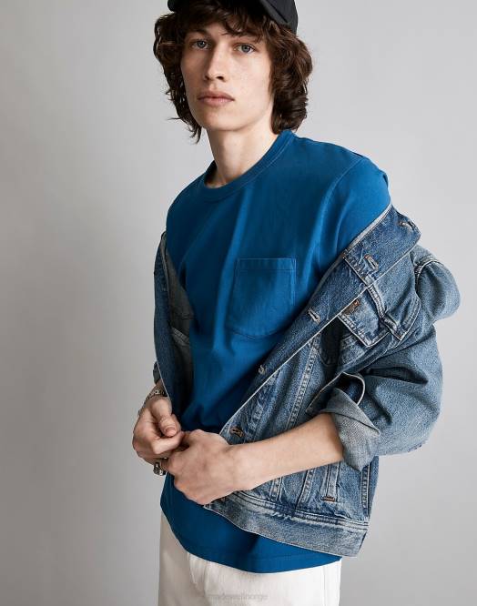 Madewell klær svart kull menn plaggfarget heldags-t-skjorte med rund hals 260F367