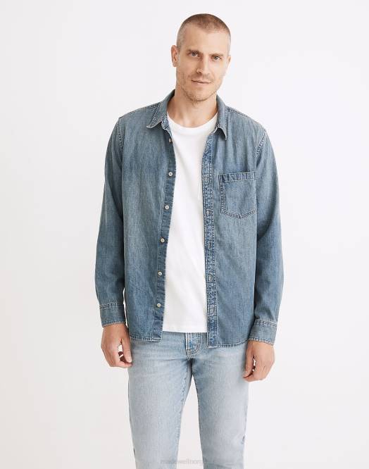 Madewell klær tomkins vask menn denim perfekt langermet skjorte 260F287