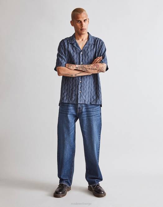 Madewell klær varm midnatt menn boksy kortermet skjorte jacquard 260F244