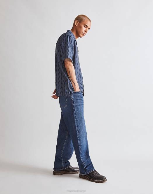 Madewell klær varm midnatt menn boksy kortermet skjorte jacquard 260F244