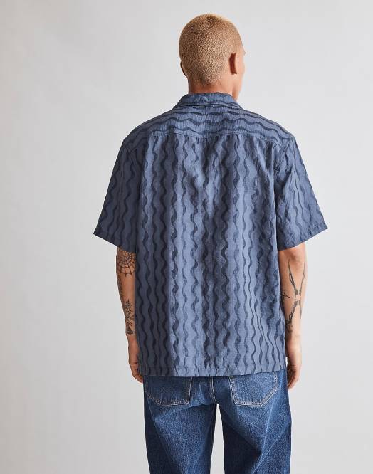 Madewell klær varm midnatt menn boksy kortermet skjorte jacquard 260F244