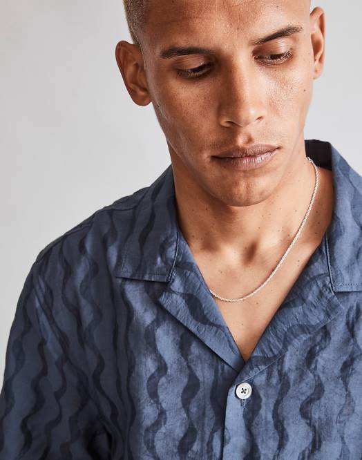 Madewell klær varm midnatt menn boksy kortermet skjorte jacquard 260F244