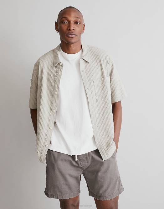 Madewell klær vasket oliven menn enkel kortermet skjorte vid seersucker 260F247