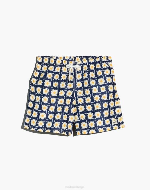 Madewell klær marineblå radial blomst menn badende badebukse 260F383
