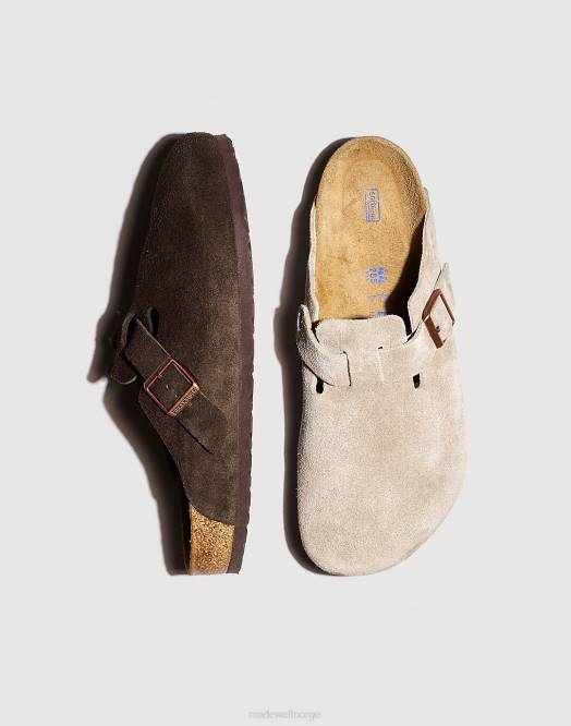 Madewell fottøy taupe menn birkenstock boston semsket myk fotseng tresko 260F404